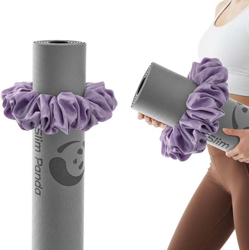 Slim Panda Yoga Mat Scrunchie, Durable Velvet Fabric Yoga Mat Carrying Strap Fits All Standard Yoga Mats - Image 1
